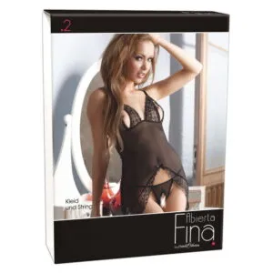 Lingeri Kjole og G-streng i sort