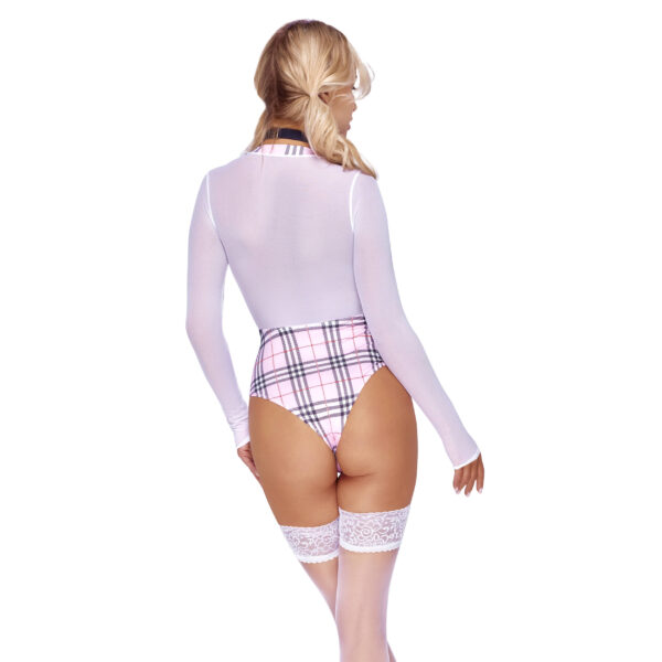 Body Skolepige Kostume i Pink og Hvid med Tern - Image 8