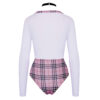 Body Skolepige Kostume i Pink og Hvid med Tern - Image 3