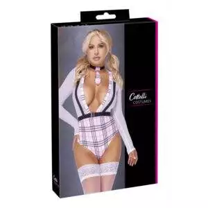 Body Skolepige Kostume i Pink og Hvid med Tern