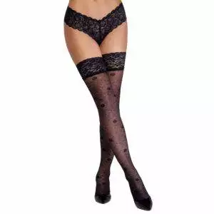 Selvsiddende Strømper med Rose Mønster