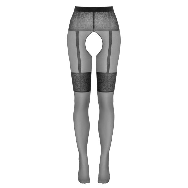 Bundløse Strømpebukser med Hofteholder og Blondekant Look - Image 3