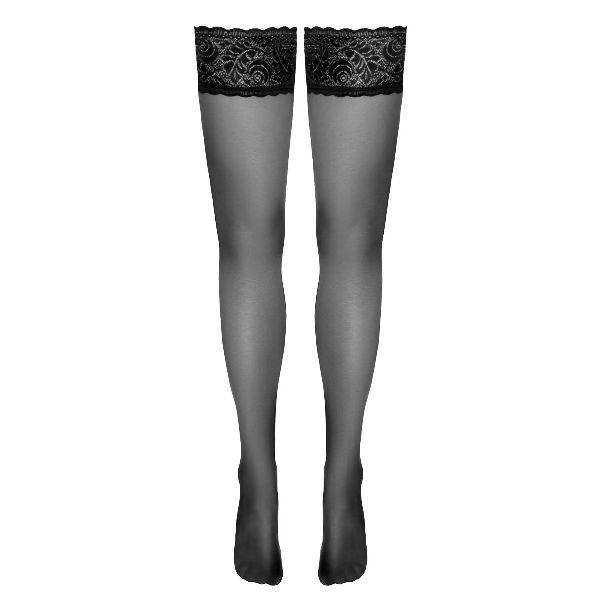 Sorte Selvsiddende Strømper med Blondekant - Billede 3