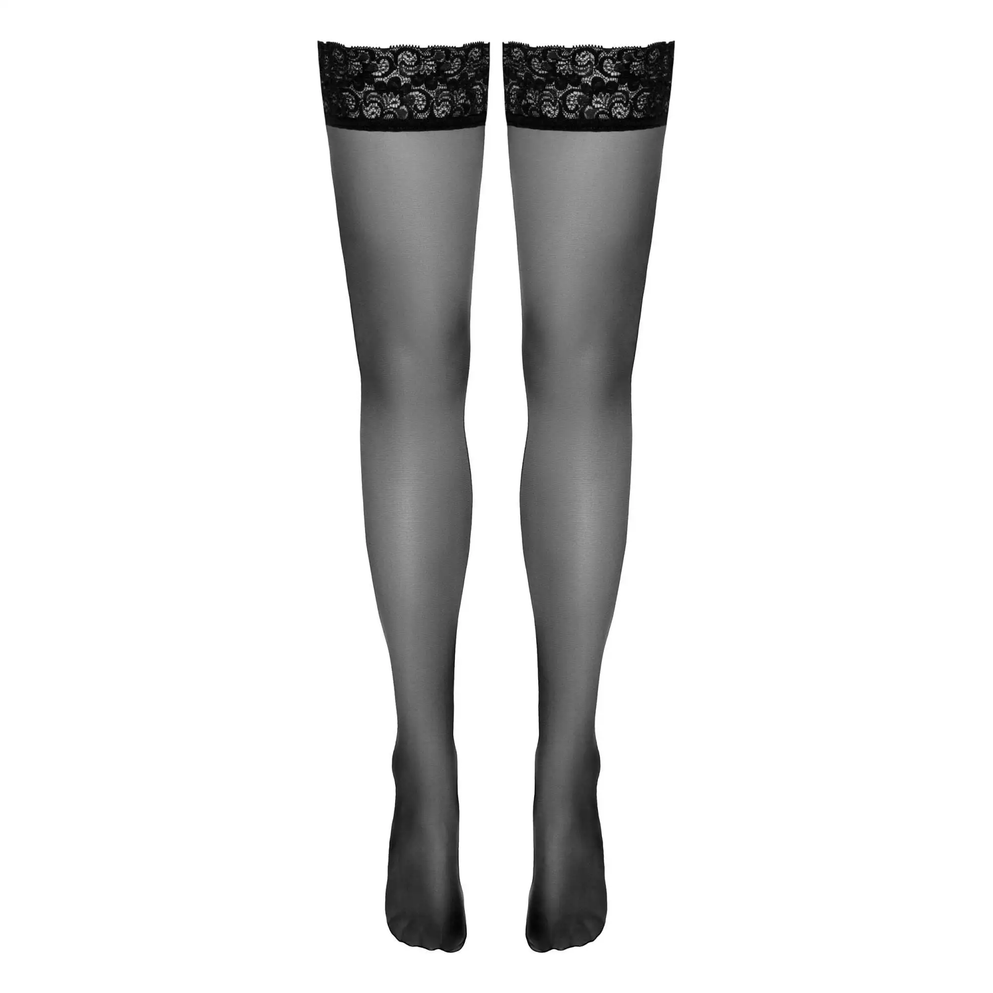 Selvsiddende Strømper i Sort med 6 cm Blondekant - Billede 3