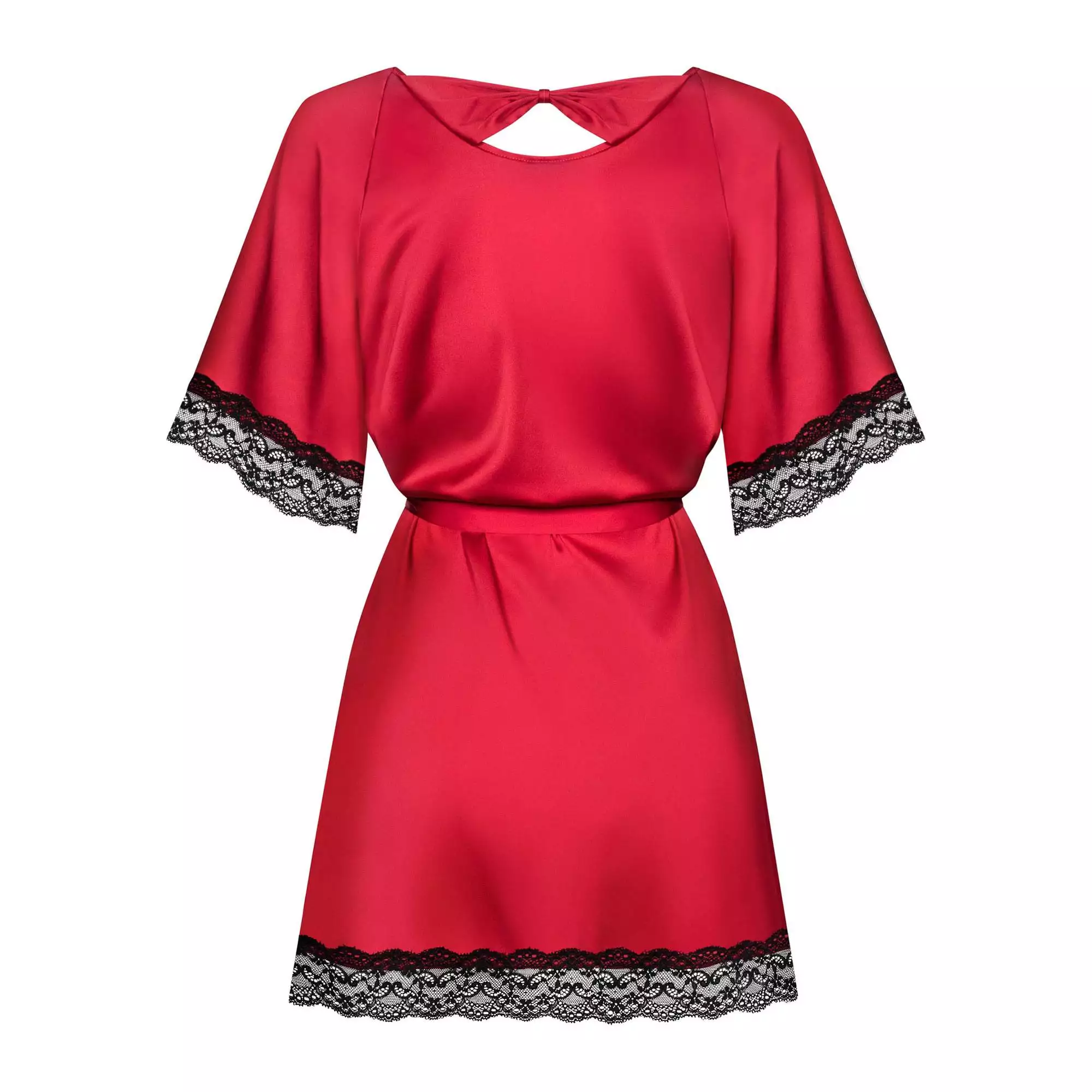 Obsessive Sensuelia Kimono i Rød med Sorte Blonder - Billede 5