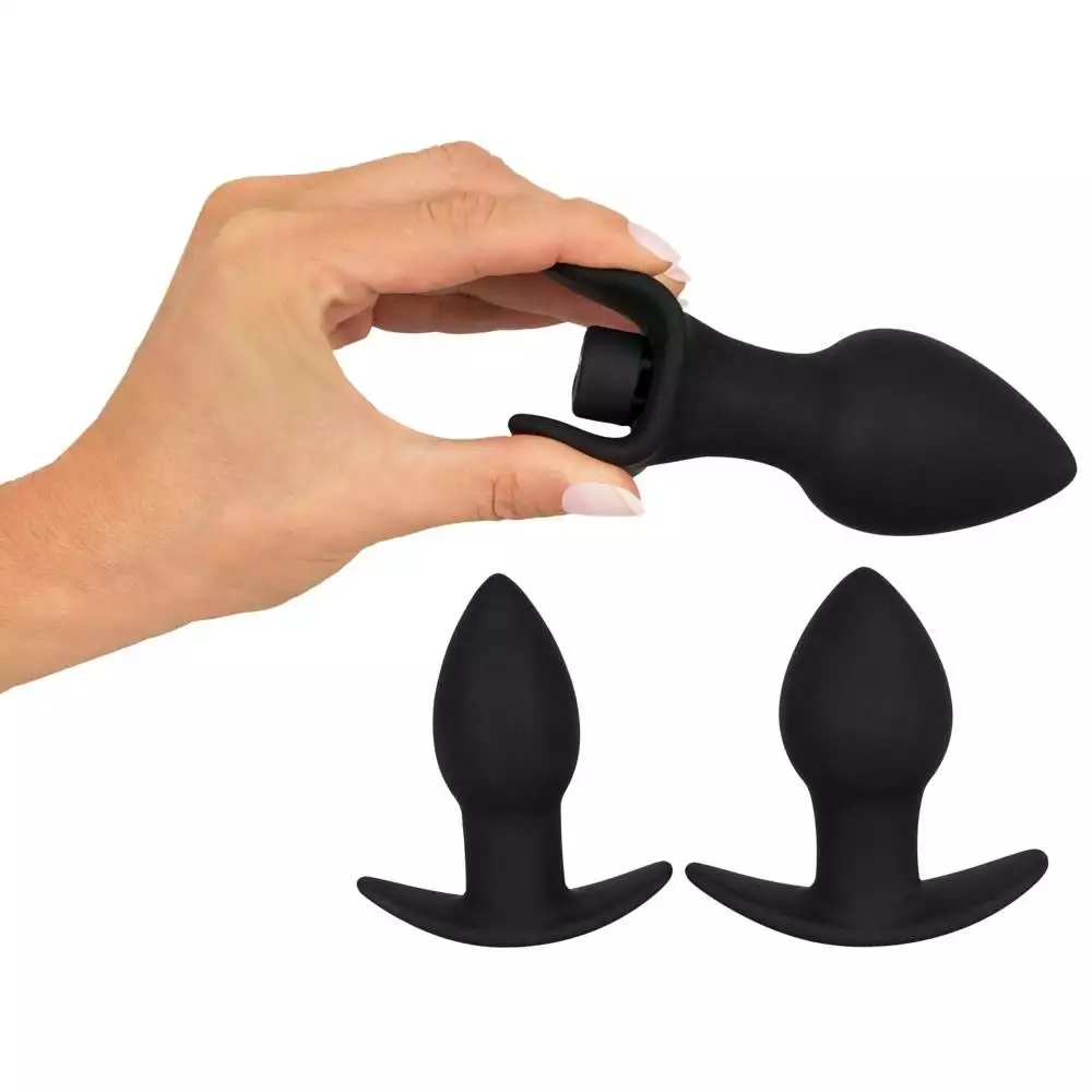 Black Velvet Anal Plug sæt med 3 plugs og Vibrator - Billede 10