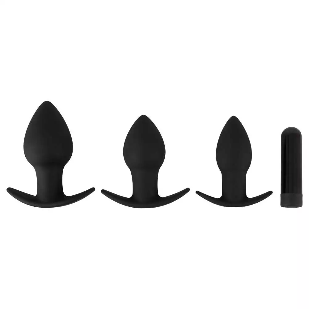 Black Velvet Anal Plug sæt med 3 plugs og Vibrator - Billede 9