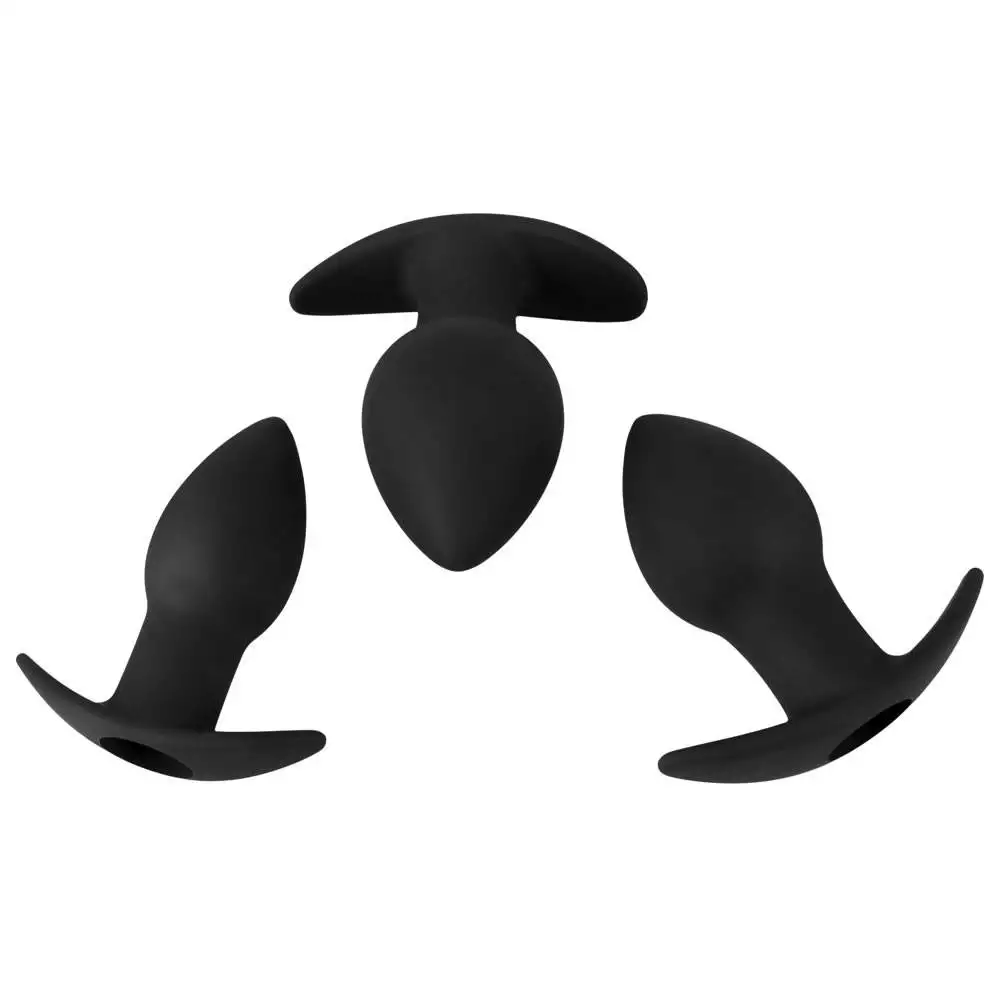 Black Velvet Anal Plug sæt med 3 plugs og Vibrator - Billede 8