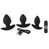 Black Velvet Anal Plug sæt med 3 plugs og Vibrator - Image 4