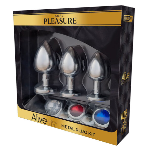 Alive Metal Anal Plug sæt med 3 Plugs