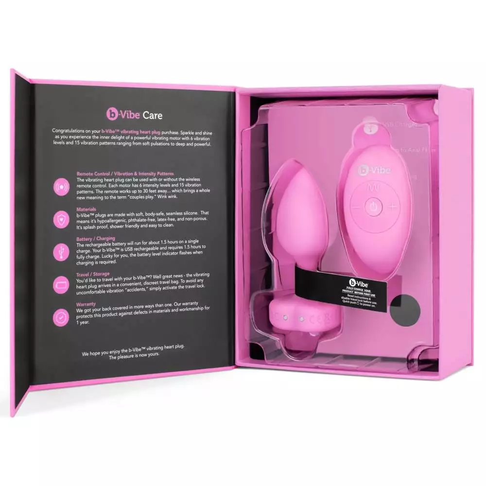 B-Vibe Vibrating Heart Anal Plug med Fjernbetjening - Billede 5