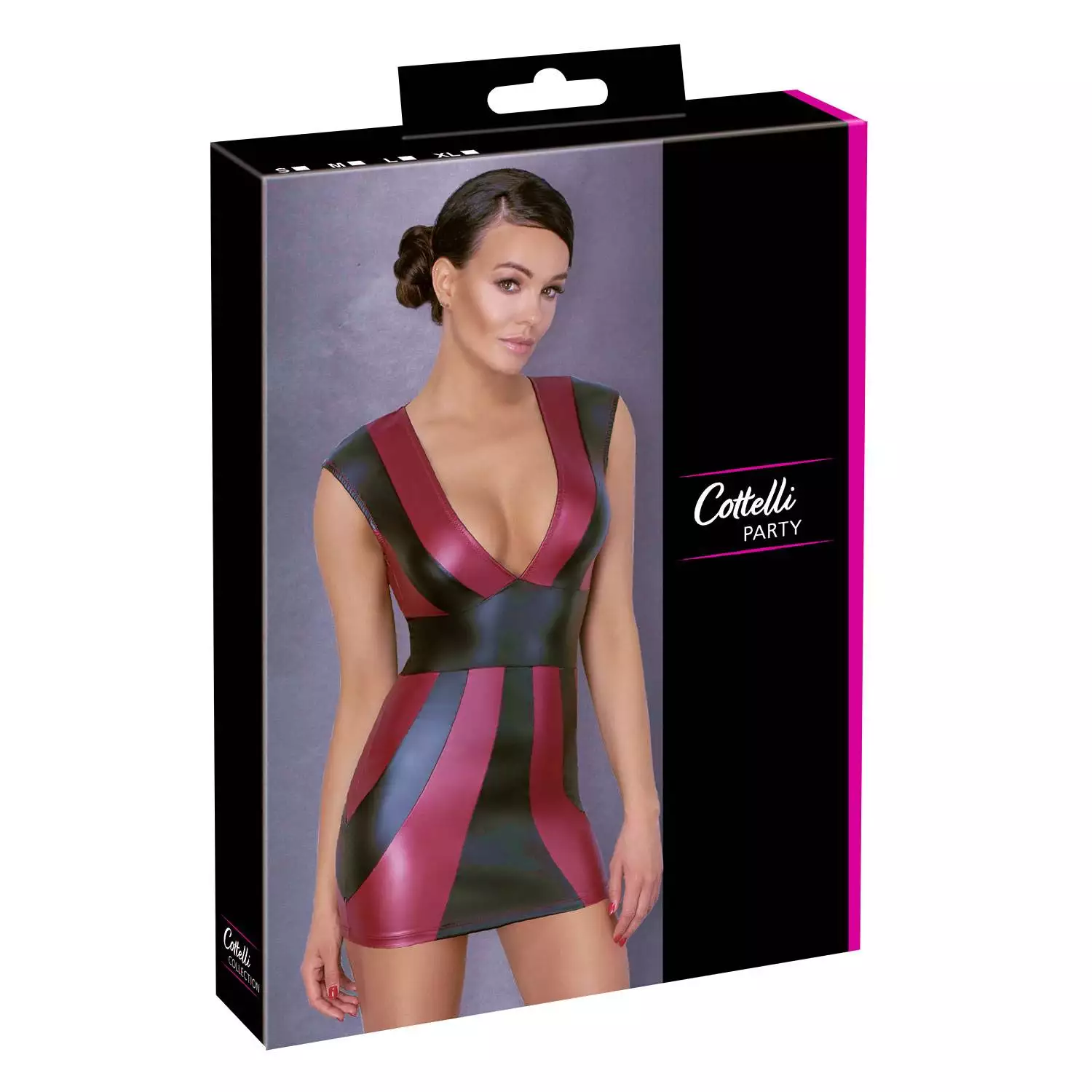 Wetlook Kjole med Rød og Sort Kontrast - Billede 9