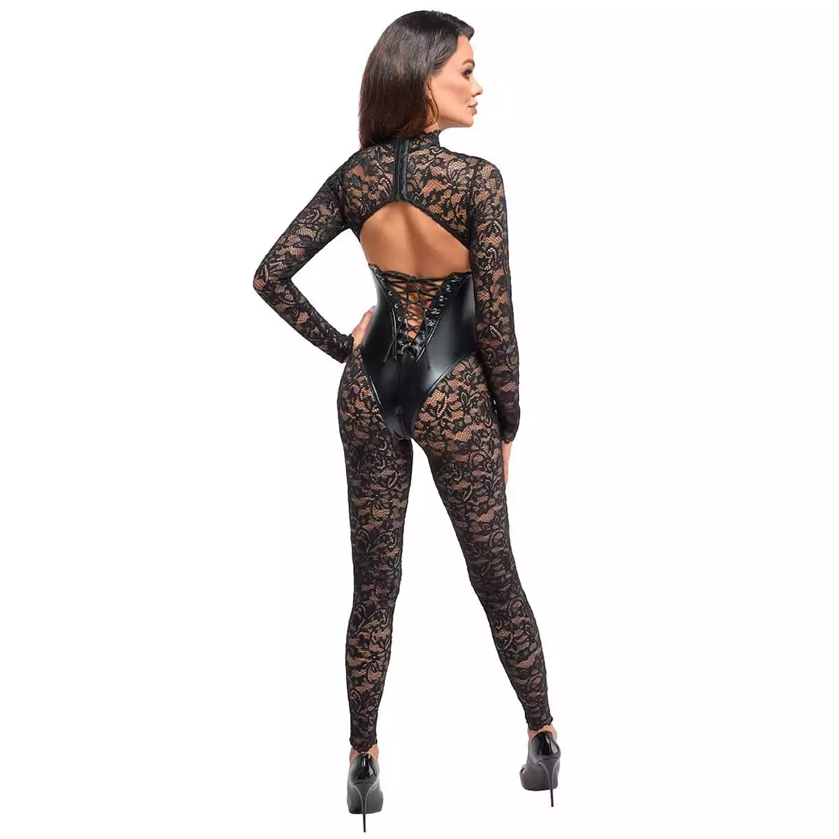 Noir Blonde Jumpsuit med Wetlook Korset indsats - Billede 3